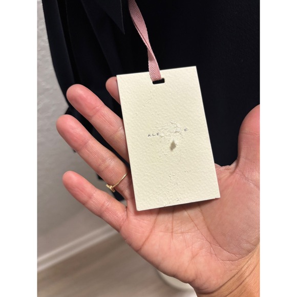 Alex Marie Nina Mystic Navy Blue High Neck Bow Sleeve Dress Size 12 - Picture 7 of 10